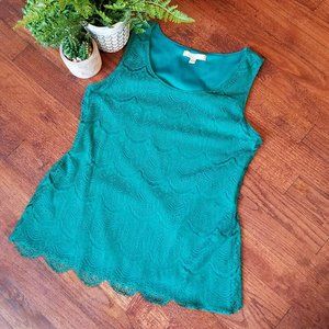 Banana Republic Emerald Green Lace Tank Top Sz. S